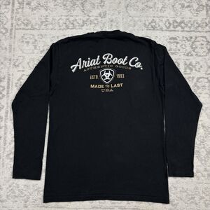 Ariat T Shirt Mens Black Tee Long Sleeve  Logo Western Workwear Size Small